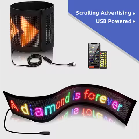 1/2Pcs Auto Scrolling Subtitle Display USB Programmable Addressable RGB Logo Lamp Devil's Eye DIY An