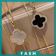 F Small Fragrant Style Necklace Light Luxury Niche Clavicle Chain Four Leaf Clover Necklace C1