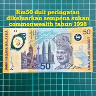 (A144) rm50 sukan commonwealth duit kertas peringatan duit lama rm50 lama barang lama mata wang lama