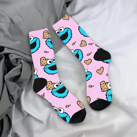 Cookie Monster Socks Autumn Sesames Streets Stockings Vintage Men Soft Socks Design Outdoor Non Slip
