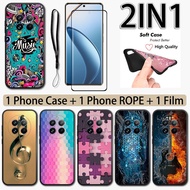 2 IN 1 Casing For Realme 12 Pro/12 Pro Plus Case with Ceramic Tempered Curved Screen Protector Film 