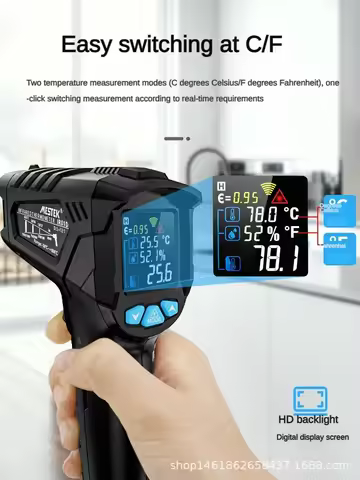 MESTEK IR02C Digital Infrar ed Thermometer Laser term ometro Pyrometer Gun Non-Con tact Laser Temper