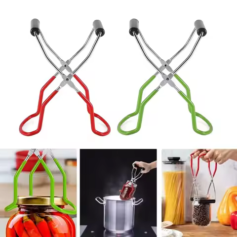 Stainless Steel Canning Jar Lifter with Grip Handle Can Lifter Tongs Jar Clip Heat Resistance Anti-c