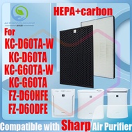 🔥 ของแท้ 🔥 สำหรับ แผ่นกรอง ไส้กรองอากาศ sharp KC-D60TA-W、KC-D60TA、KC-G60TA-W、KC-G60TA、FZ-D60HFE、FZ-D60DFE air purifier Filter HEPA&amp;Active Carbon ส้กรองเครื่องฟอกอากาศแบบเปลี่ยน แผ่นกรองอากาศ เครื่องฟอกอากาศ รุ่น Nano Protect กรองฝุ่น PM2.5