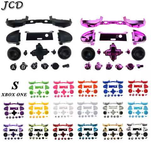 JCD For Xbox One S Plating Replacement Repair Chrome ABXY Dpad Triggers Full Buttons Set Mod Kits fo
