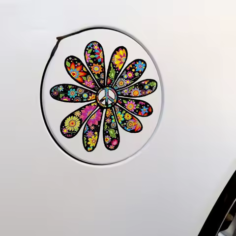 Jpct fun personality flower power peace decal for campers, bicycles, bumpers waterproof Vinyl Sticke