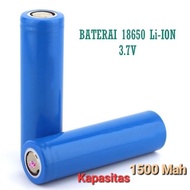 Baterai type 18650 Rechargerable 1500mAh batre cas batery isi