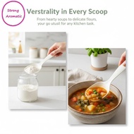 STRO Long Handle Soup Ladle Smooth Edge Safe Large White Stirring Spoon for Family Gathering Food Se