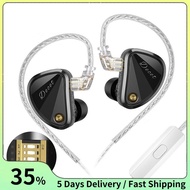 Music Headphones Wired Decet In-Ear Monitors Headphones with Mic 5 Dynamic Driver IEM with 4 Tuning 