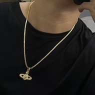 High Quality Classic Saturn Necklace, Unisex Gold Necklace