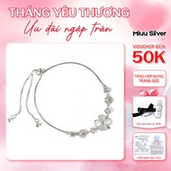 Miuu Silver bracelet, Miracle Clover 4-leaf Clover size adjustable drawstring bracelet