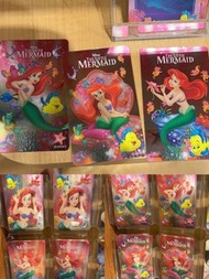 日本限定美人魚紀念卡片週年閃卡收藏卡八達通卡貼紙。小魚仙 jasmine茉莉公主美女與野獸postcard。phantom disneystore 。日本東京迪士尼美人魚Ariel 小胖沙巴信公仔