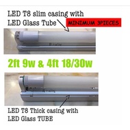 (READY STOCK) LED T8 GLASS TUBE 2FEET/ 4 FEET 9W/20W/30W WITH CASING