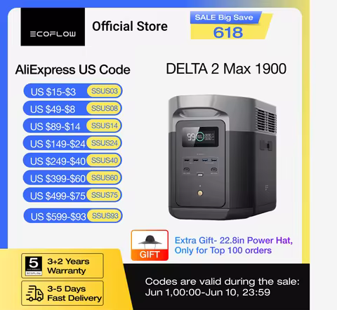 ECOFLOW Portable Power Station DELTA 2 Max, 1900Wh Solar Powered Generator, 2400W LFP Solar Generato
