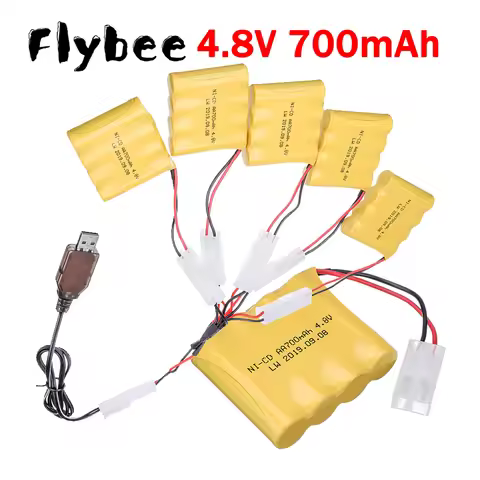 (Tamiya Plug) 700mAh 4.8V NICD Battery and Charger For Rc Cars Tanks Robots Boats Guns Toys Parts 4*