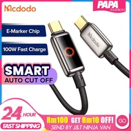 Mcdodo 100W Auto Cut Off cable Type C to Type C Fast Charging With Breathing Light Kabel Charger Pen