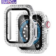 Glass+Diamond case For Apple Watch series 8 7 6 se 5 4 3 2 42mm 38mm 40mm 44mm 45mm 41mm  smart Watch case iwatch case