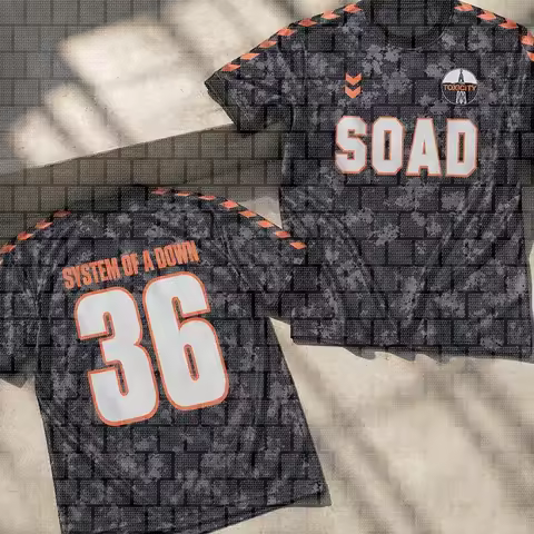 Toxicity_ Black Camouflage Football Shirt, Celebrating _System_of_A_Down_2026_ European and UK Tour,