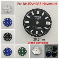 28.5MM Green Luminous Watch Dial Watch Accessories for NH35A/4R35 Movement