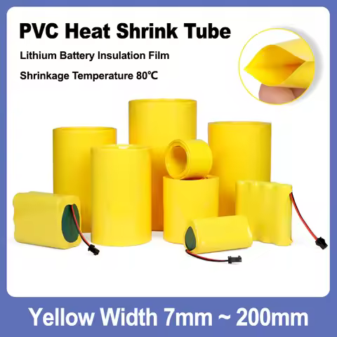 Yellow Battery Films 1 ~ 20M Width 7mm ~ 200mm Insulated Sleeving Protection Wrap PVC Heat Shrink Tu