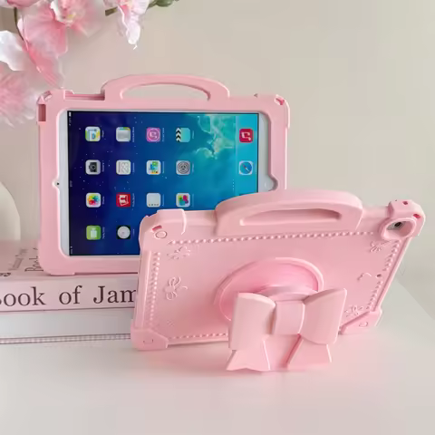 For IPad 9 8 7th Generation Air 1 2 3 4 5 6 9.7 10.9 A16 Pro 11 Inch Child Case Cute Pink 3D Bow Sil