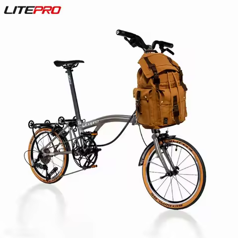 Litepro For Brompton Bicycle Large Capacity Outdoor Travel Rucksack Vintage Leather Canvas Camping S