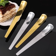 Stainless Steel Flat Head Spoon - Long Handle Coffee Stirring Spoons - Golden Silver Cake Dessert Spoon - Durable Mirror Polishing Kitchen Tableware- Home Creative Table Cutlery