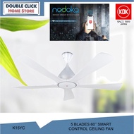 KDK K15YC Nodoka Series 5 Blades Remote Control /Smart Control Ceiling Fan 60″ - Pearl White