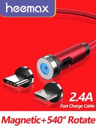 540度旋轉磁吸充電線,2合1磁吸手機充電器,支援micro Usb/type C轉換頭(1條線+2個轉換頭),適用於三星galaxy S23/s22/s8 S9 S10 Note 9 Note 10 V30 V40 V50,g8 G7