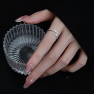 S925 Silver Micro-Inlaid Zircon H Letter Ring Index Finger Ring Female Simple ins Style Unique Ring