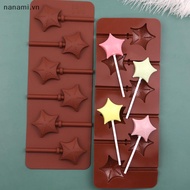 [nanami] 6 Star Silicone Lollipop Mold Chocolate Candy Chip Mold Five-pointed Star Chocolate Bar Sta