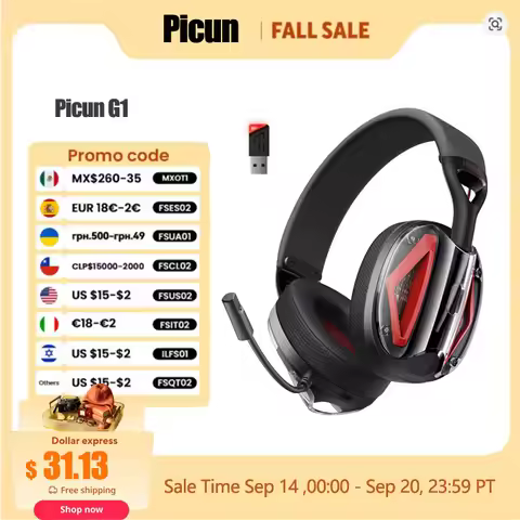 Picun G1 2.4GHz Gaming Wireless Headset 3D Surround Sound Spatial Audio ENC HD Mic Headphones for Ga