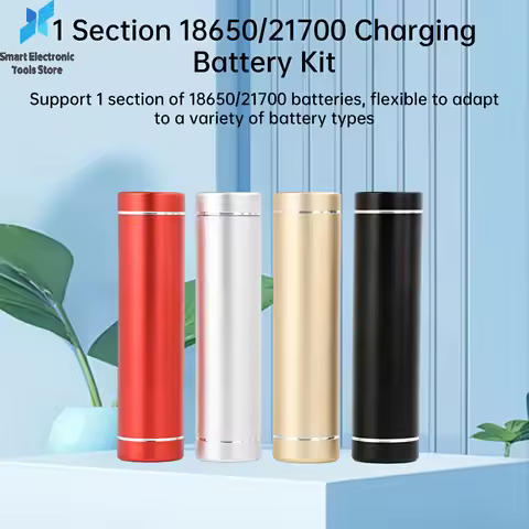 18650/21700 Power Bank External Battery Storage Case Free welding Kit 5V 2A Fast Charging Metal Powe