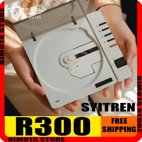 Syitren R300 CD Player Stylish Retro Portable Wireless Bluetooth HIFI Album Player Music Walkman Sup