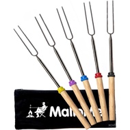 MalloMe Smores Sticks for Fire Pit Long - Marshmallow Roasting Sticks Smores Kit - Smore Skewers Hot