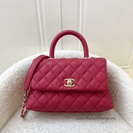 (Pre-loved) Chanel Small 24cm Coco Handle Flap in Red Caviar and LGHW