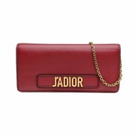 DIOR 紅色牛皮金扣2017Jadior鏈條斜背包