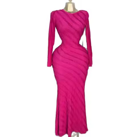 Elegant African Dresses for Women Summer Fashion African Long Sleeve O-neck Party Evening Long Maxi