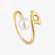TOUS 9 Kt Gold Ring Bear Design And Cultured Pearl TOUS Infinity  Suitable For Women Birthday Gift V