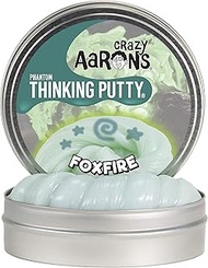 Crazy Aaron's Thinking Putty 4" Tin - Phantoms Foxfire - Glowing Sparkle Glow Putty, Soft Texture - 
