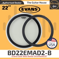 Evans BD22EMAD2-B EMAD2 Clear Bass Batter Drumhead, 22''