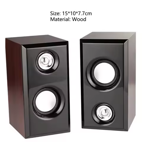 USB Wired Wood Speakers Bass Stereo Subwoofer Sound Box 3.5mm AUX Input USB Power Computer Speakers 
