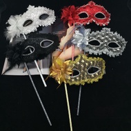 Feather Mardi Gras Masks Venetian Masquerade Mask With Holding Stick For Women  Masquerade Ball Mask