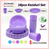 【VividPerak SELLER】ECOWARE 18pcs High Quality Kenduri Set/ Pastel Colour Party Set 18pcs/ Plastic Pl