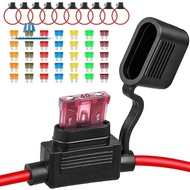 10Pack Inline Fuse Holder 12V,12 AWG Waterproof Fuse Holder with 35Pcs (5A/7.5A/10A/15A/20A/30A/40A)