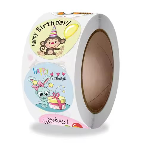 100-500pcs "Happy Birthday" Sticker Envelope Sealing Label Sticker Color Waterproof Sticker Party Pa