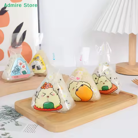 [G]50Pcs Lovely For Triangle Rice Ball Packaging Bag Nori Onigiri Sushi Bag Sushi Making Mold Bento 