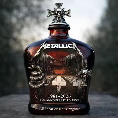 Metallica 45th Anniversary Limited Edition Whiskey Decanter - Rock Band Collectible Glass Bottle wit