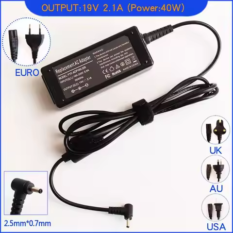 19V 2.1A 2.5mm*0.7mm Laptop AC Adapter Charger for ASUS EEE PC 1005HA-V 1015PE 1015PW 1101H 1201K 12