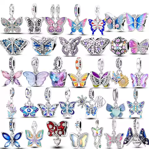 Charms 925 Sterling Silver Beautiful Elegant Butterfly Charm Beads Pendent Jewelry Fits 925 Original
